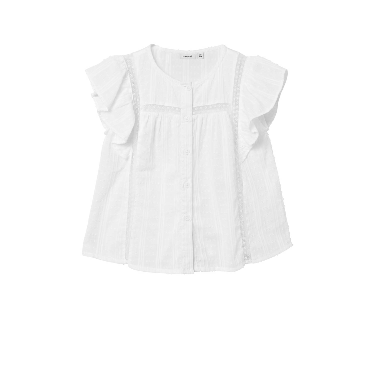 Name it KIDS blouse NKFFATIDIA wit Meisjes Katoen Ronde hals Effen 122 128