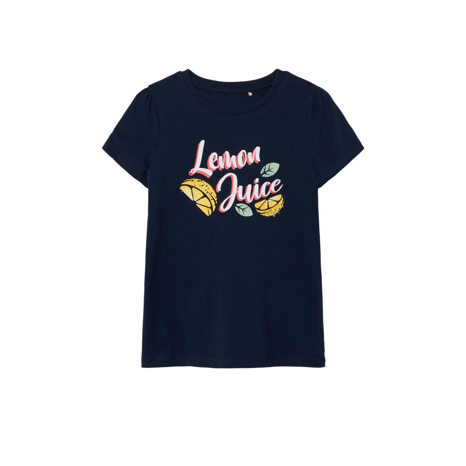 Name it KIDS T-shirt NKFVIBEKE met printopdruk donkerblauw Meisjes Katoen Ronde hals 134 140