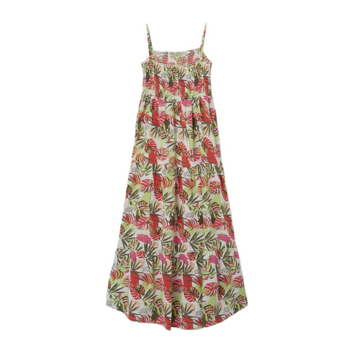 NAME IT KIDS maxi jurk NKFVINAYA met all over print felroze groen wit