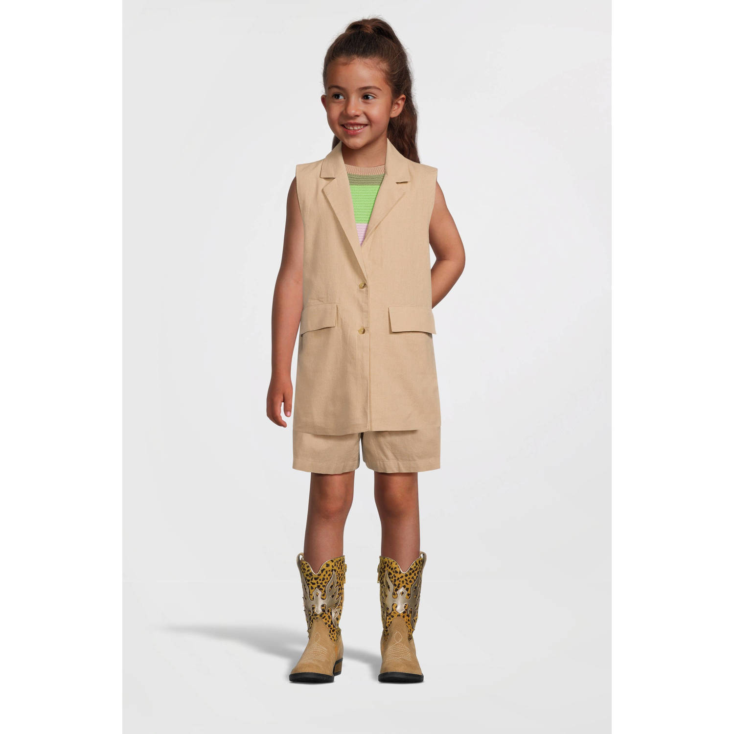 NAME IT KIDS gilet NKFFALINNEN zand