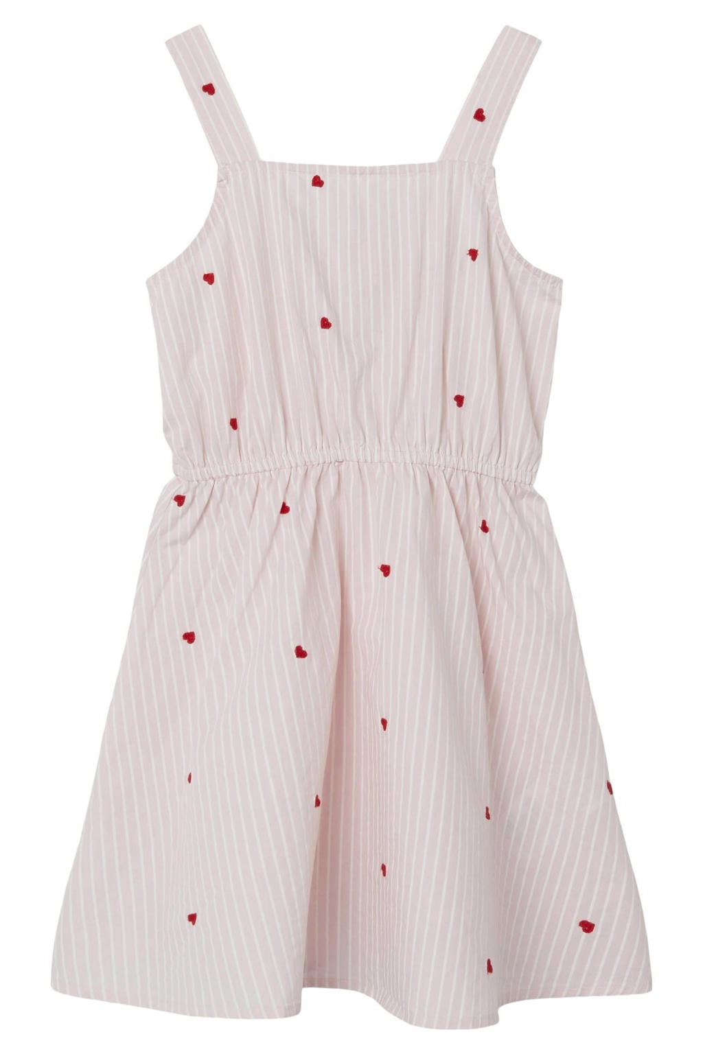 Roze, lichtroze en witte meisjes NAME IT KIDS jurk met open detail met hartjesprint en ronde hals