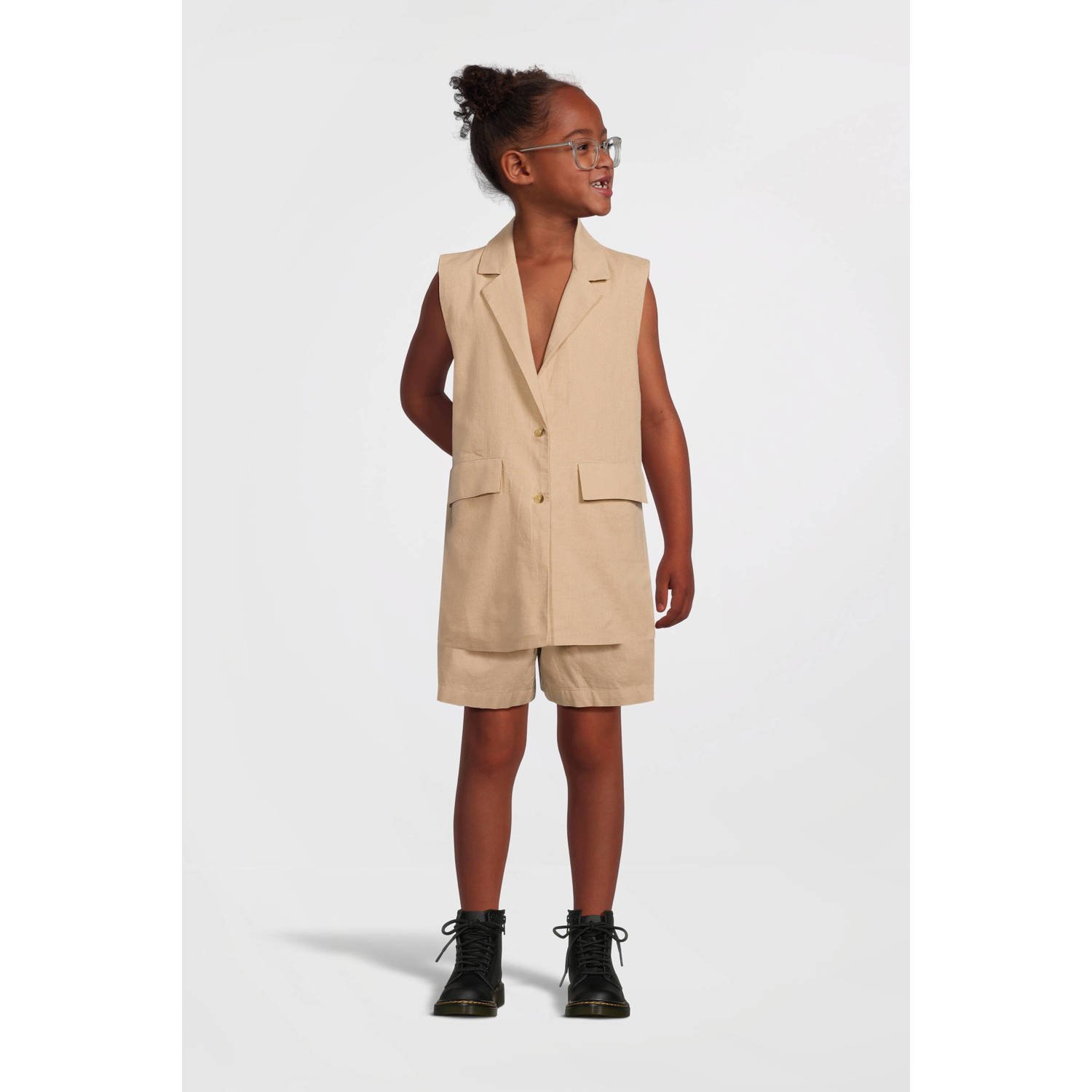 NAME IT KIDS casual short NKFFALINNEN zand