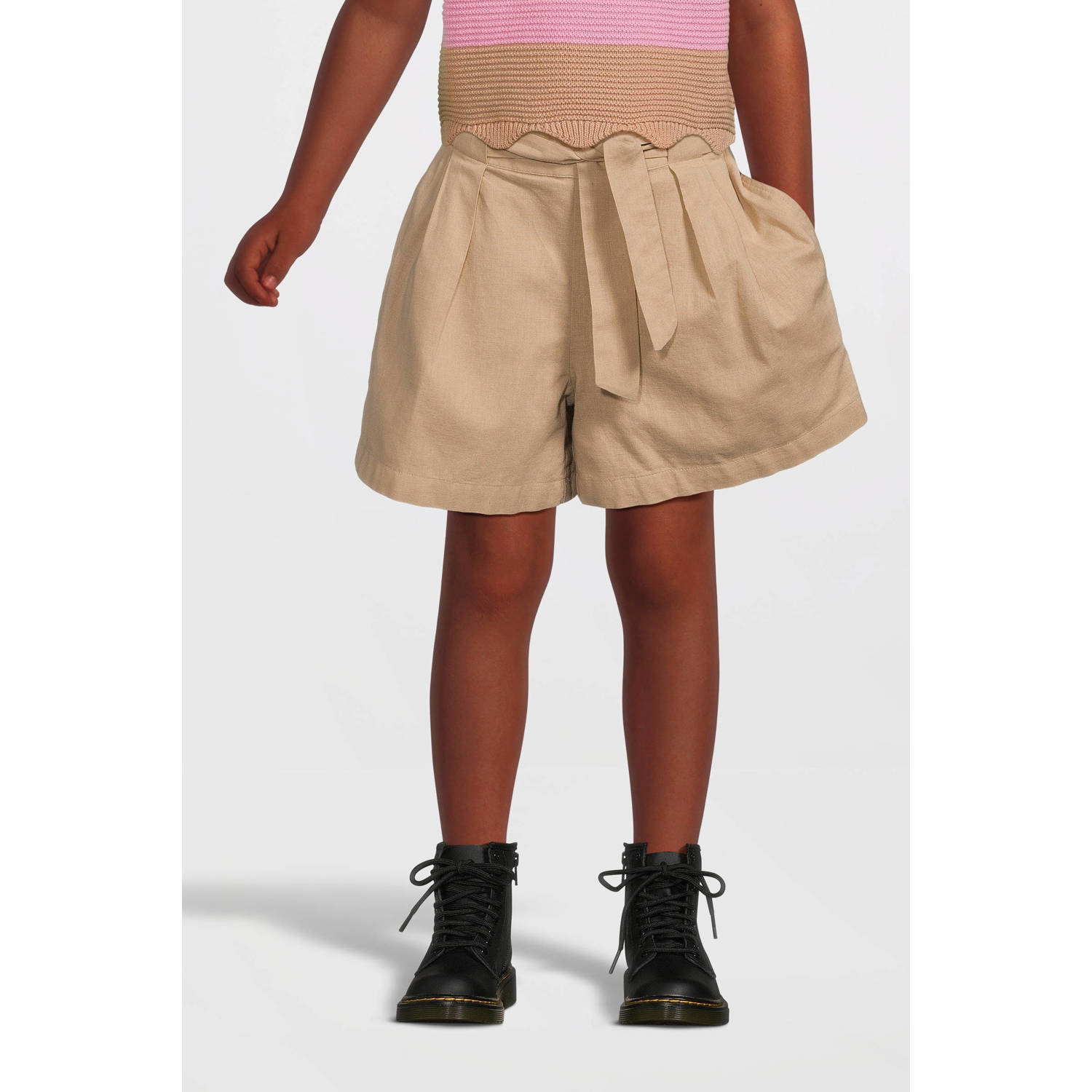 Name it KIDS casual short NKFFALINNEN zand Korte broek Beige Meisjes Katoen 128