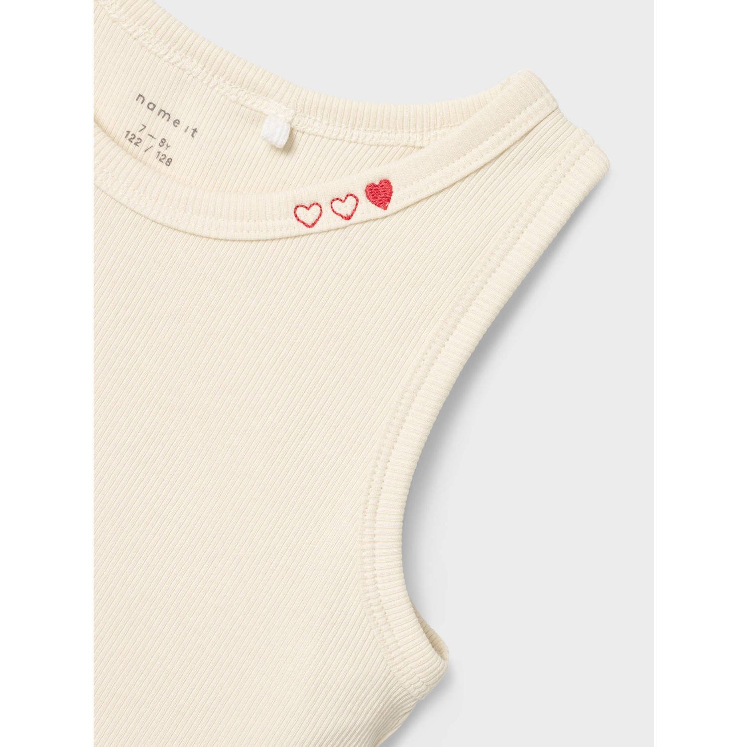 NAME IT KIDS top NKFFRISKE met hartjes beige