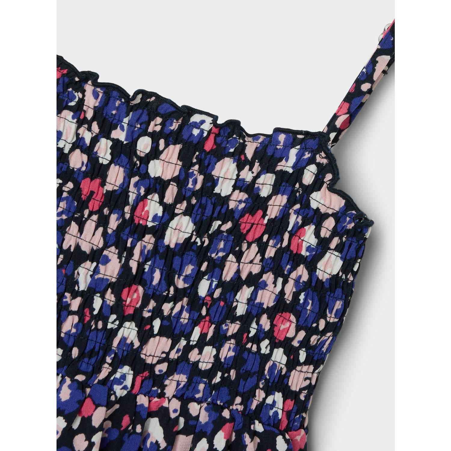 NAME IT KIDS maxi jurk NKFVINAYA met all over print donkerblauw roze wit