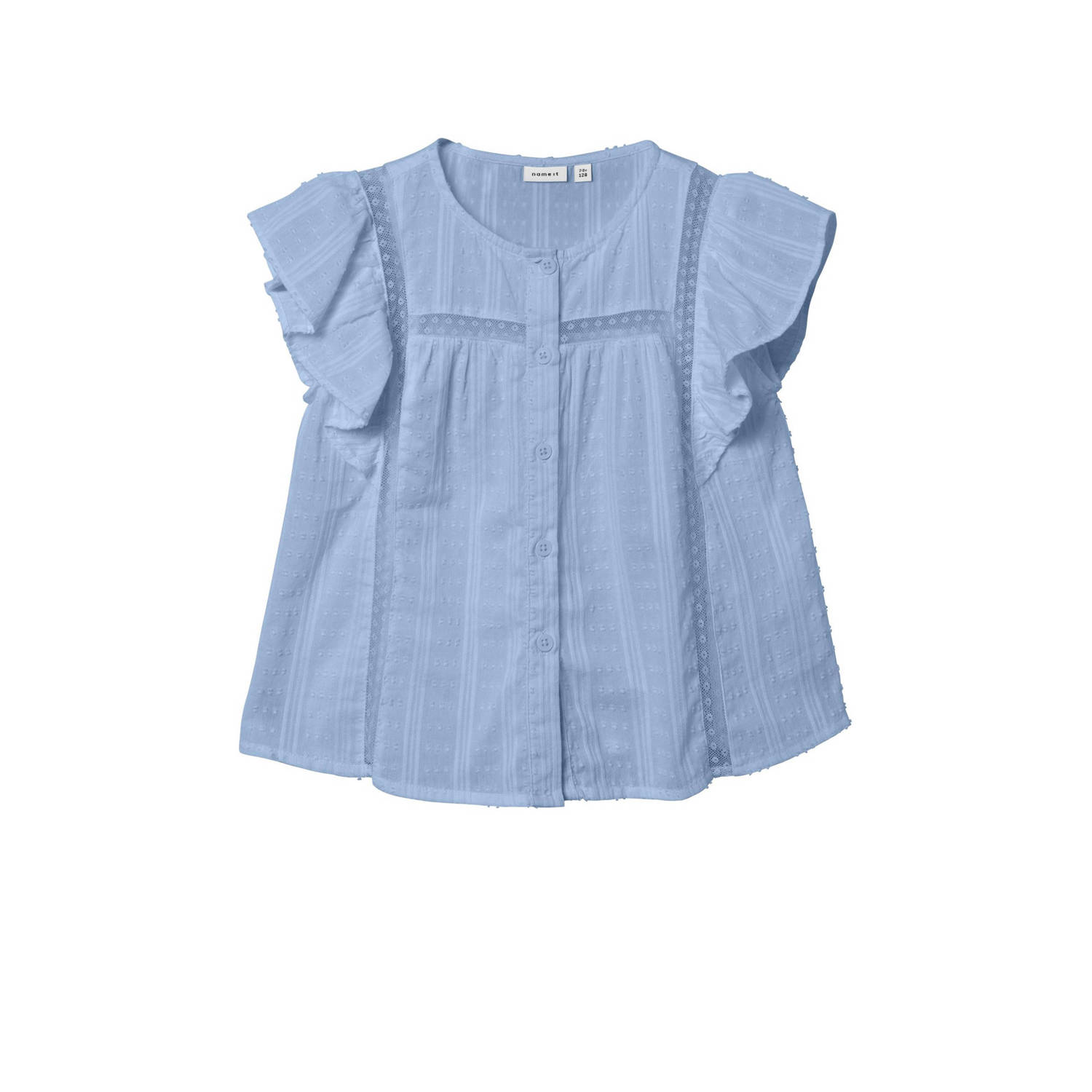 Name it KIDS blouse NKFFATIDIA lichtblauw Meisjes Katoen Ronde hals Effen 134 140