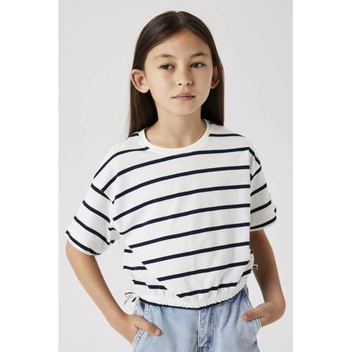 NAME IT KIDS gestreept T-shirt NKFFUNION ecru/zwart afbeelding