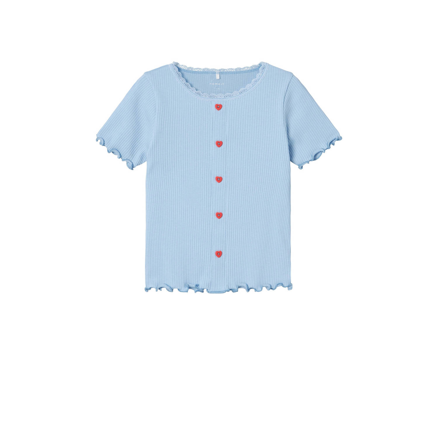 Name it KIDS T-shirt NKFFRAKKI lichtblauw Meisjes Katoen Ronde hals Effen 122 128