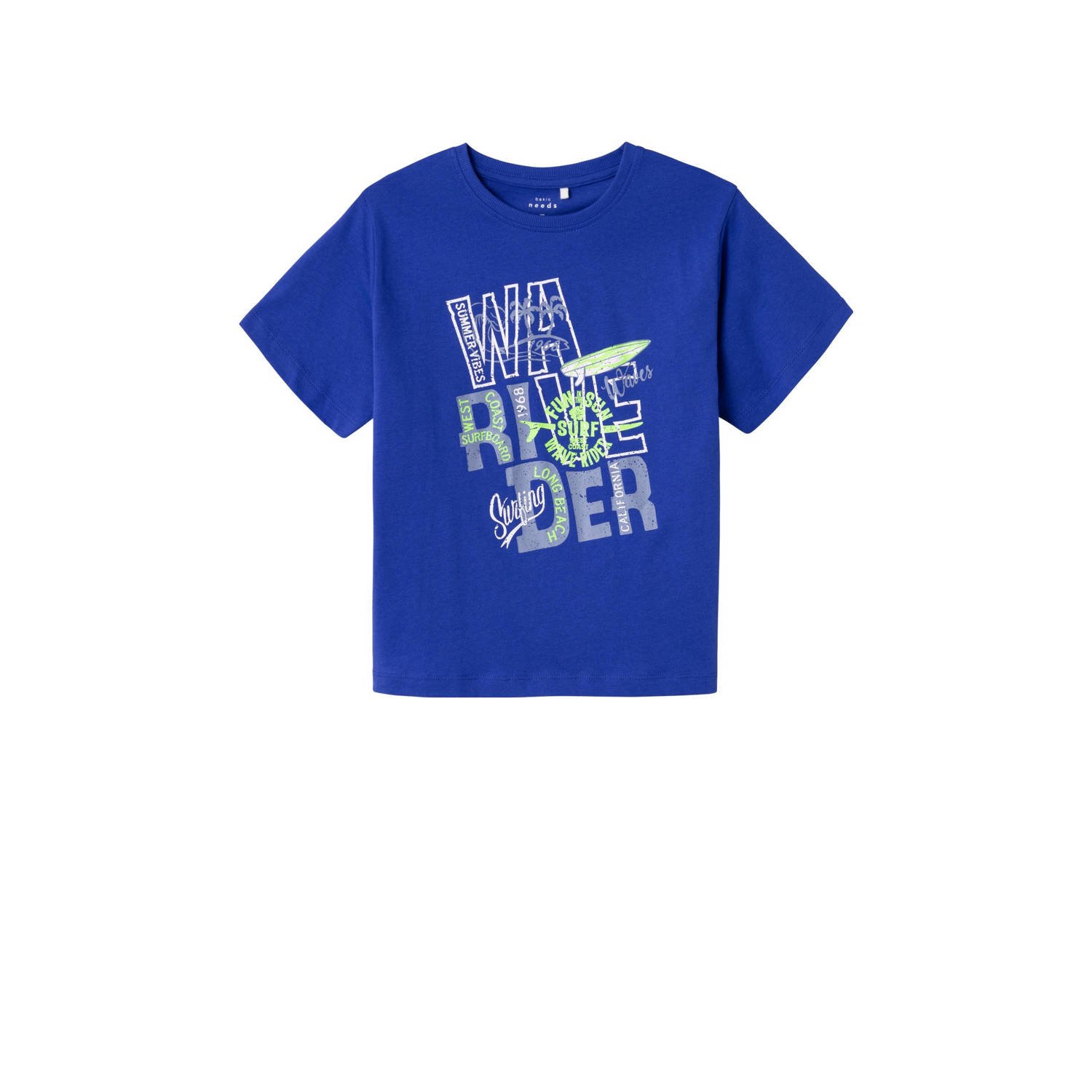 NAME IT KIDS T-shirt NKMVAGNO met printopdruk hardblauw