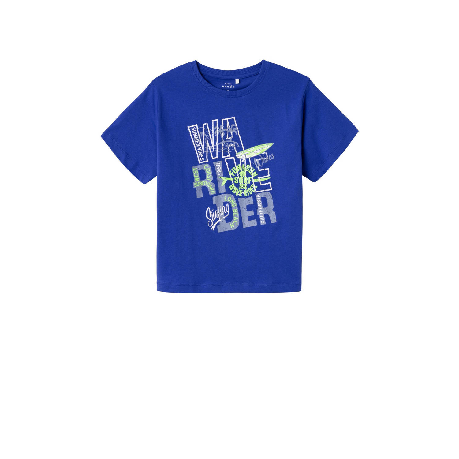 Name it KIDS T-shirt NKMVAGNO met printopdruk hardblauw Jongens Katoen Ronde hals 122 128