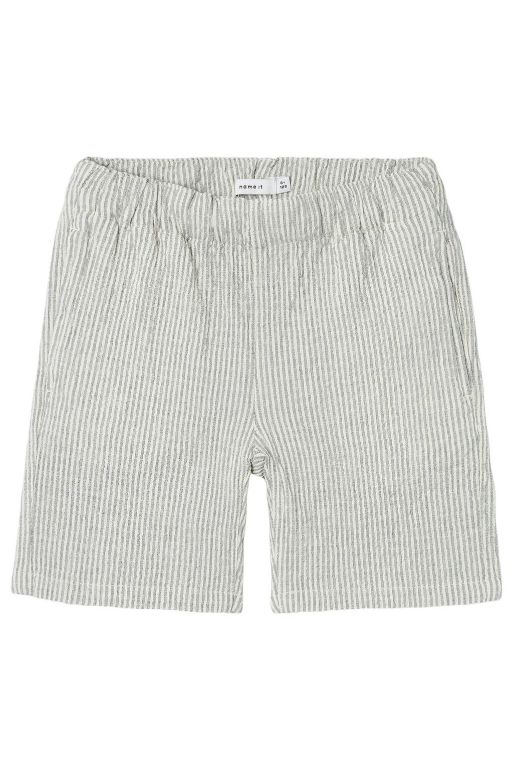 NAME IT KIDS gestreepte short NKMFEDENIS donkerblauw/ecru