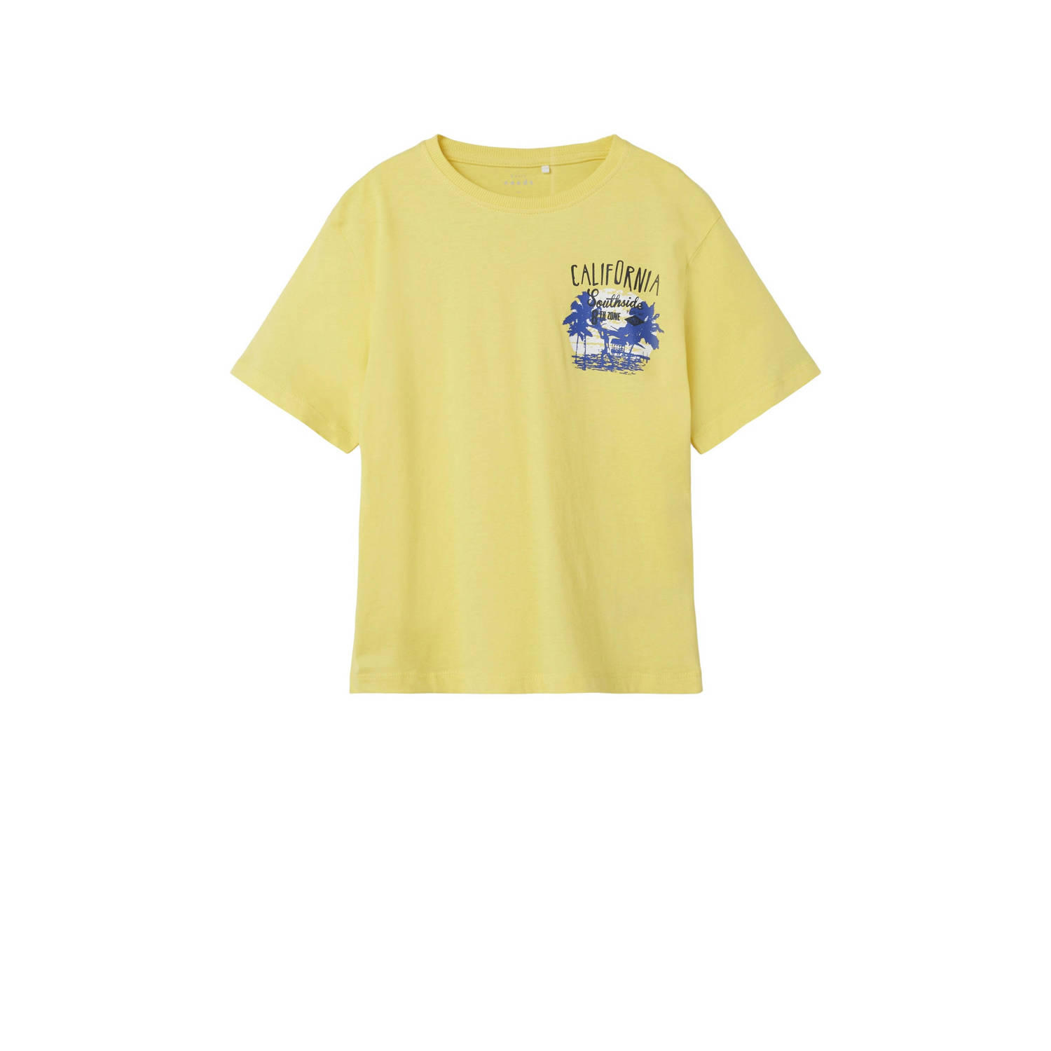 Name it KIDS T-shirt NKMVAGNO met printopdruk geel Jongens Katoen Ronde hals 122 128