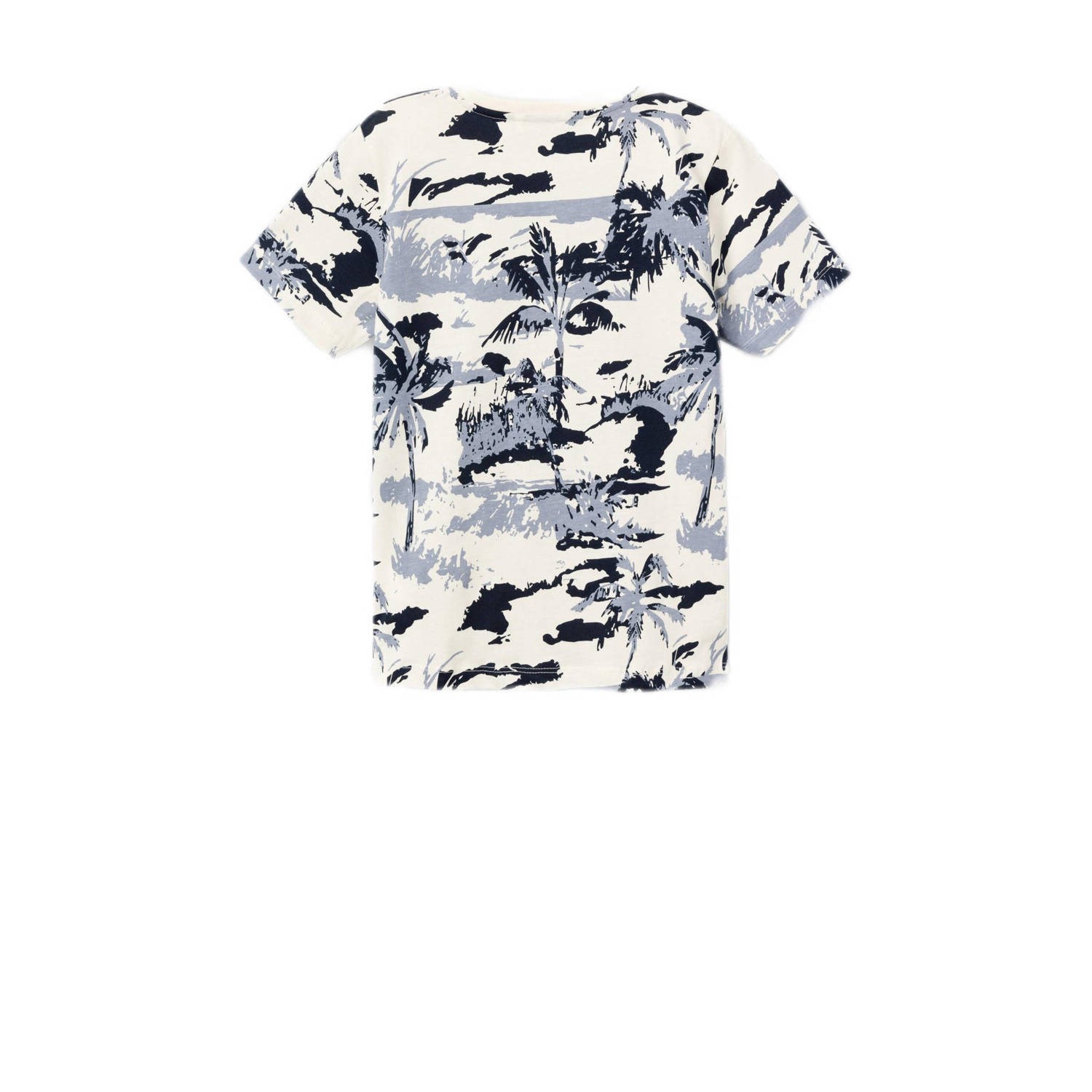 NAME IT KIDS T-shirt NKMZANULLE met all over print ecru blauw