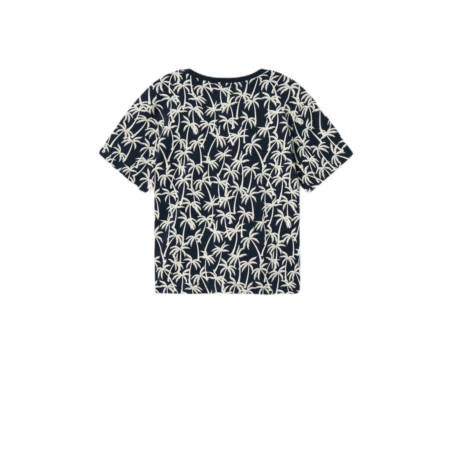 NAME IT KIDS T-shirt NKMVALTHER met all over print donkerblauw wit