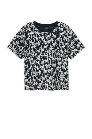 T-shirt NKMVALTHER met all over print donkerblauw/wit