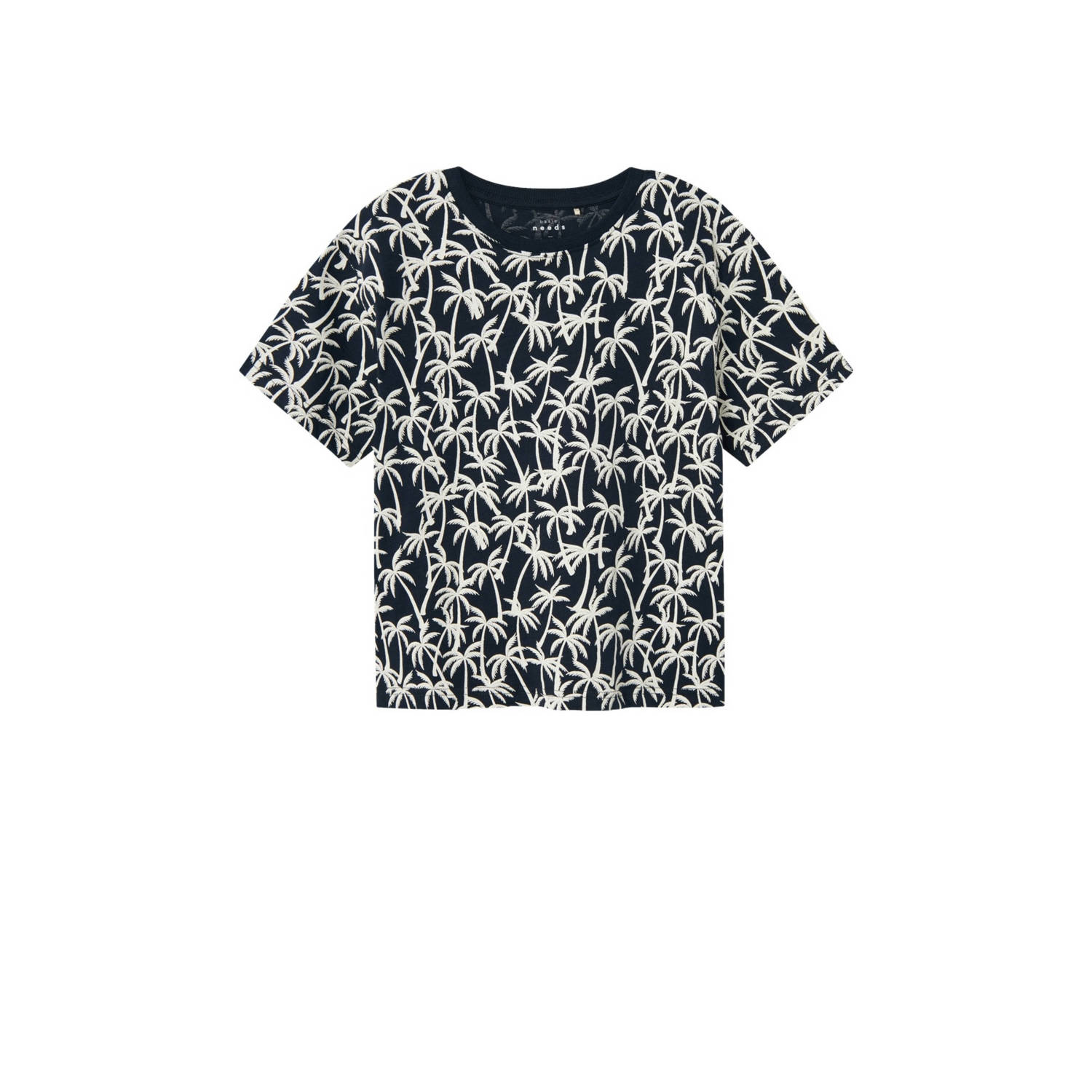 Name it KIDS T-shirt NKMVALTHER met all over print donkerblauw wit Jongens Katoen Ronde hals 122 128