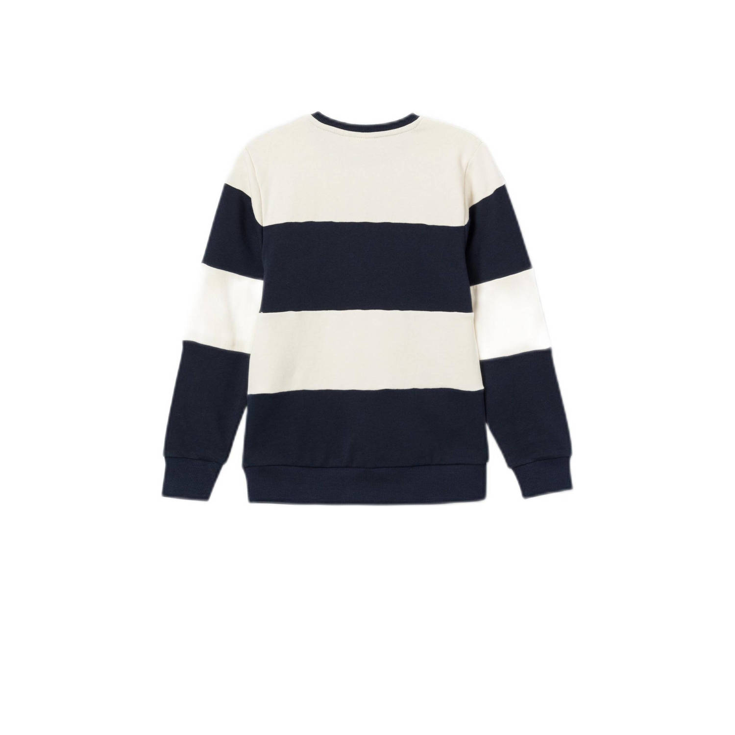 NAME IT KIDS gestreepte sweater NKMFUNGI donkerblauw offwhite