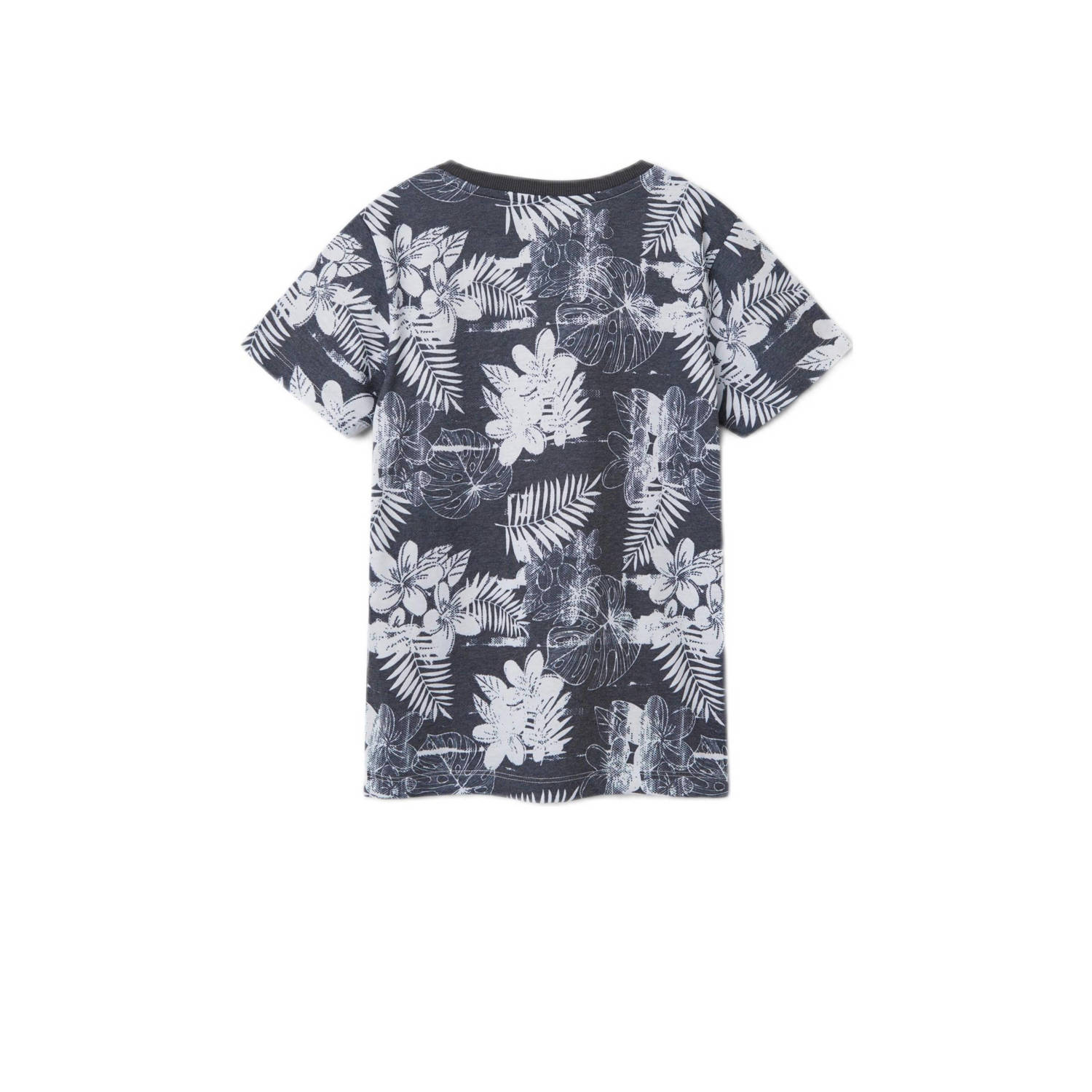 NAME IT KIDS T-shirt NKMFILES met all over print donkerblauw wit