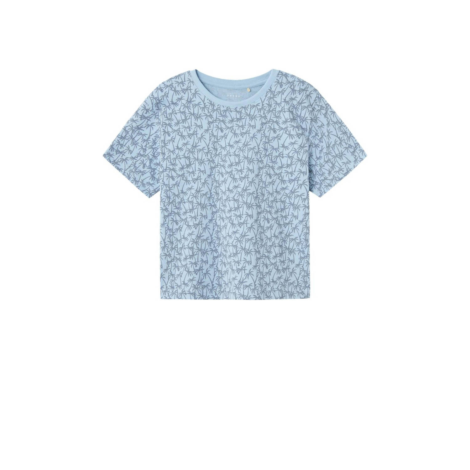 Name it KIDS T-shirt NKMVALTHER met all over print blauw Jongens Biologisch katoen Ronde hals 122 128