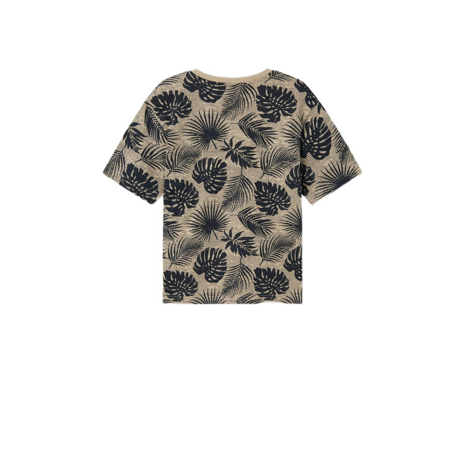 NAME IT KIDS T-shirt NKMVALTHER met all over print beige zwart