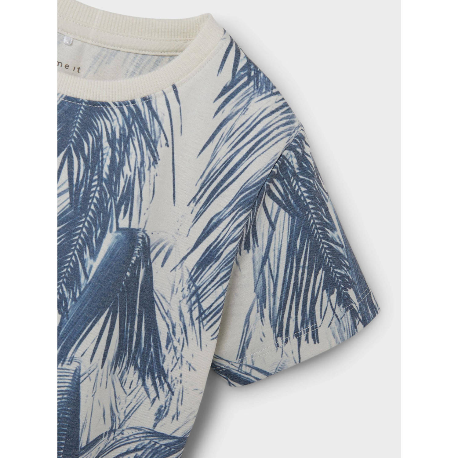 NAME IT KIDS T-shirt NKMFILES met all over print blauw ecru