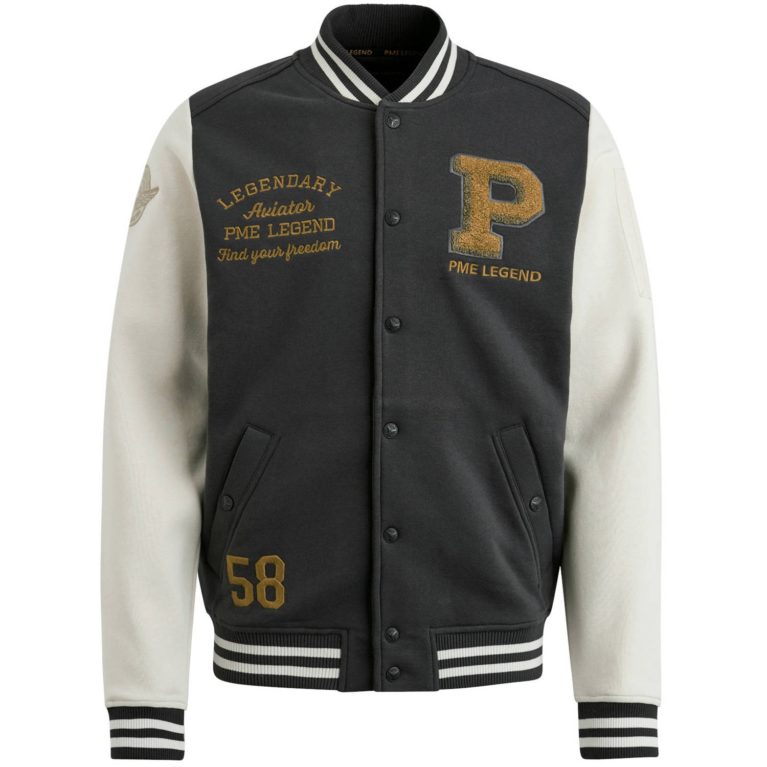 PME Legend sweatvest met printopdruk asphalt