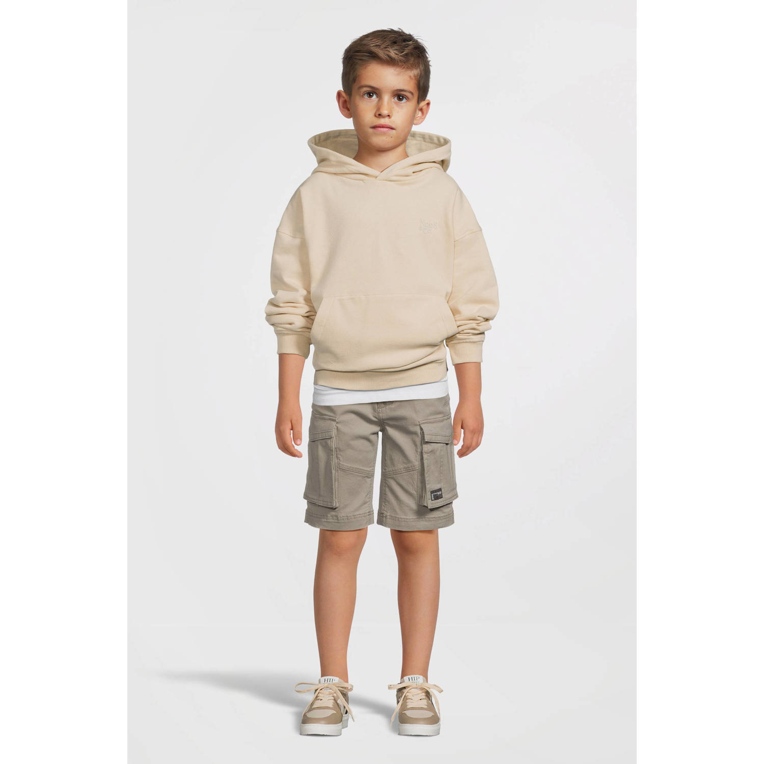 NAME IT KIDS regular fit cargo short NKMRYAN grijs