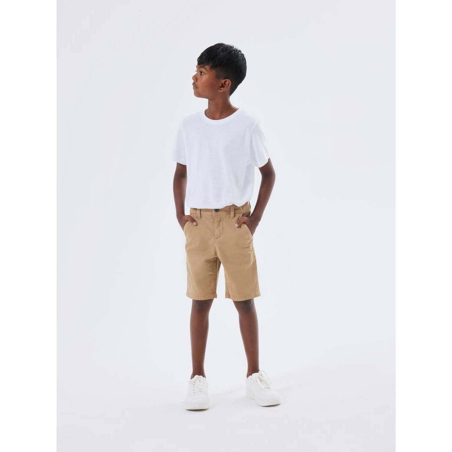 NAME IT KIDS regular fit chino short NKMSILAS geelbruin