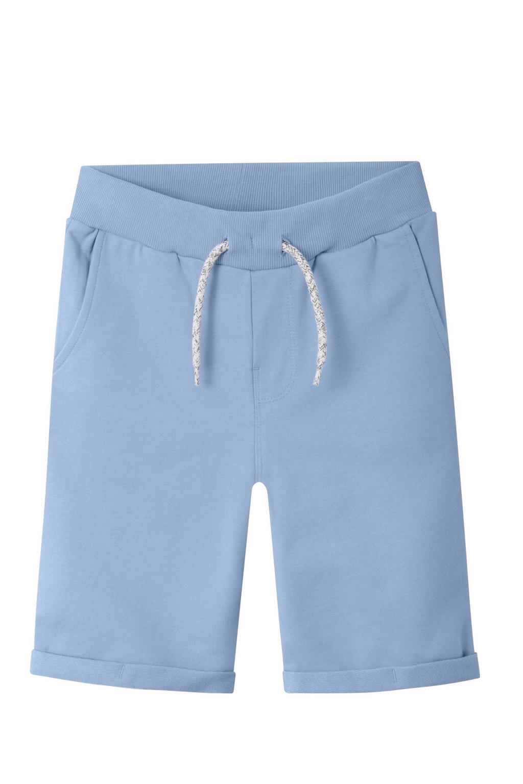 Lichtblauwe jongens NAME IT KIDS sweatshort met regular fit, regular waist, elastische tailleband met koord en effen