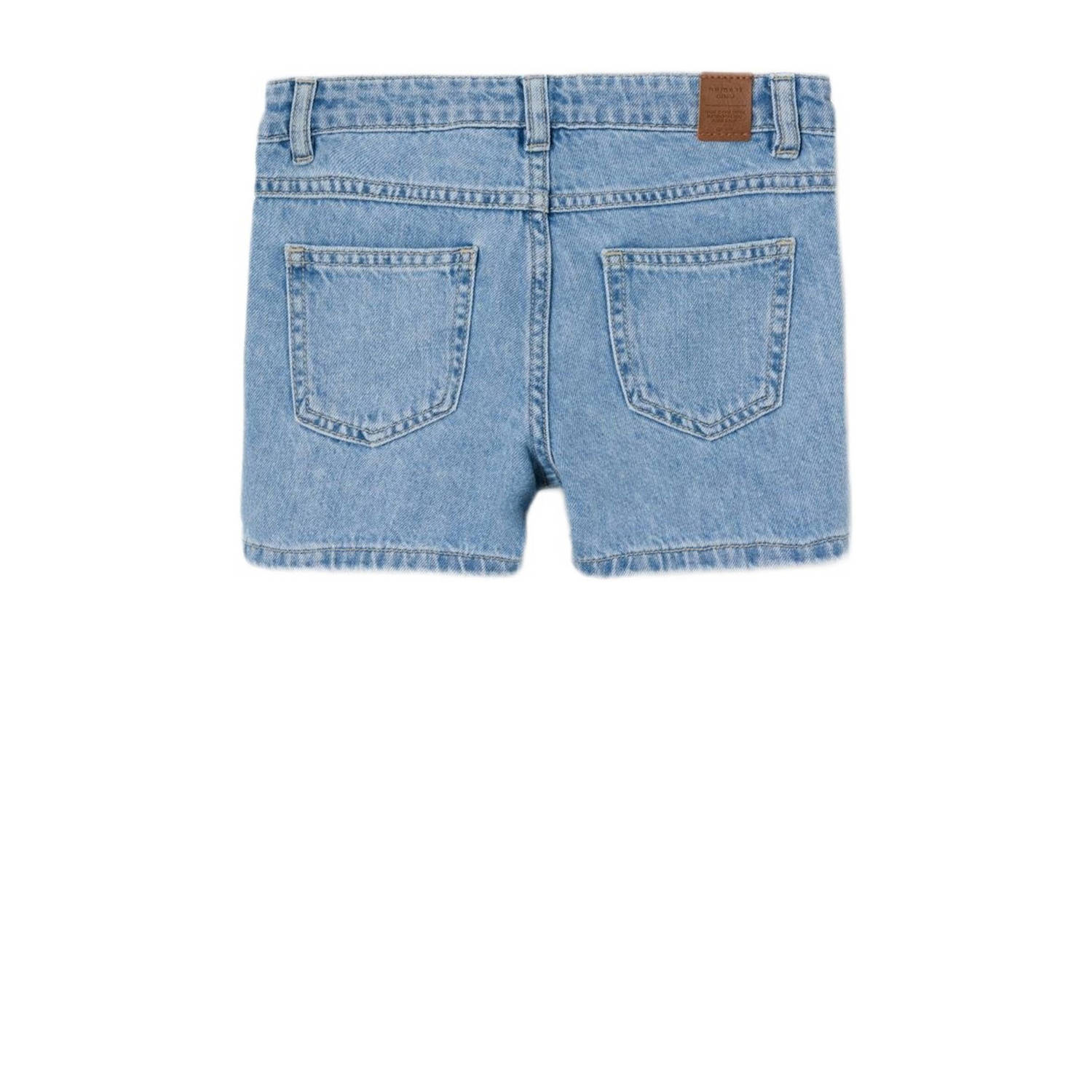 NAME IT KIDS regular fit denim short NKFROSE met all over print light blue denim