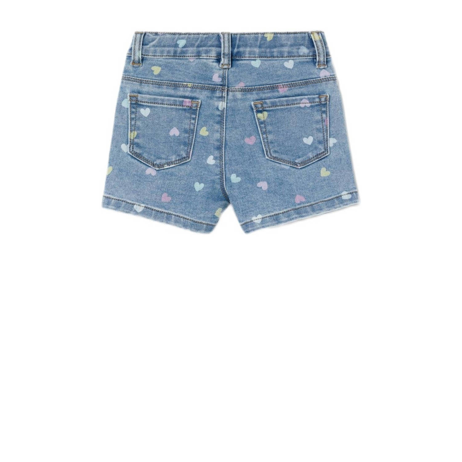 NAME IT MINI slim fit denim short NMFSALLI met hartjes medium blue denim