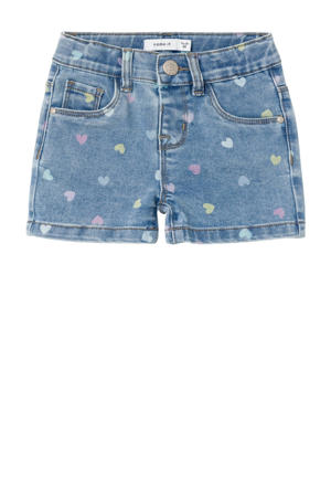 slim fit denim short NMFSALLI met hartjes medium blue denim