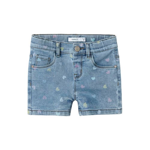 NAME IT MINI slim fit denim short NMFSALLI met hartjes medium blue denim afbeelding