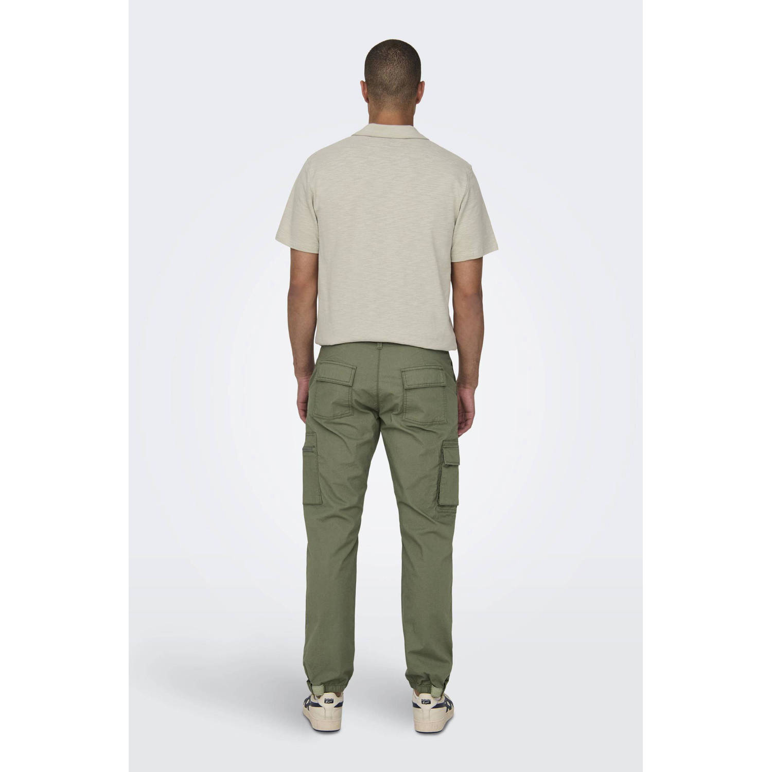 ONLY & SONS tapered fit cargo broek ONSCAM PAW groen