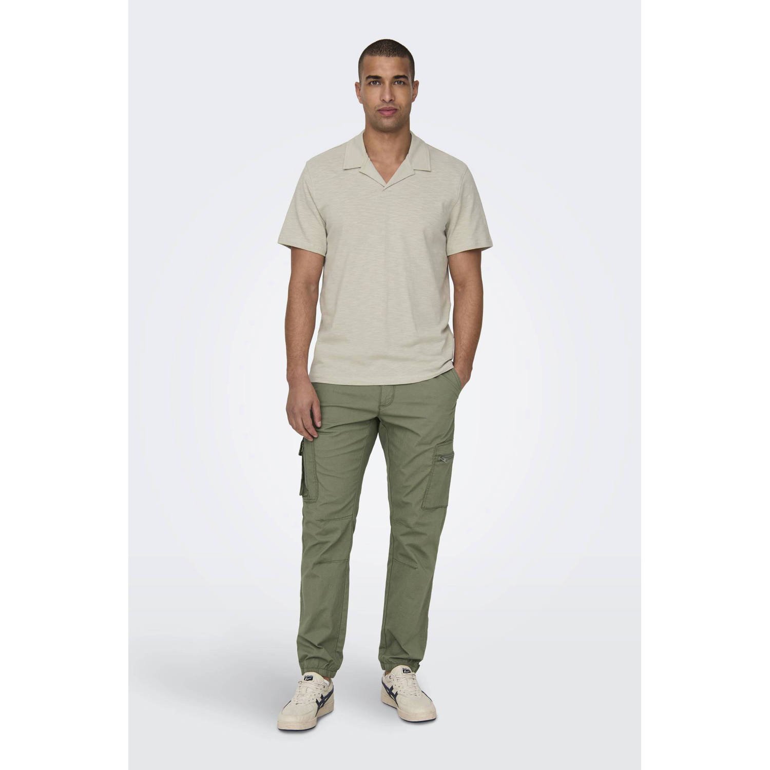 ONLY & SONS tapered fit cargo broek ONSCAM PAW groen