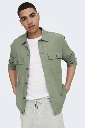 linnen relaxed overshirt groen