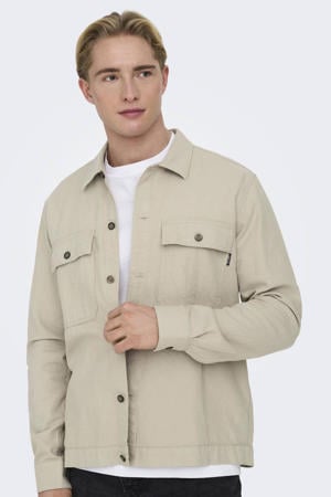 linnen relaxed overshirt beige