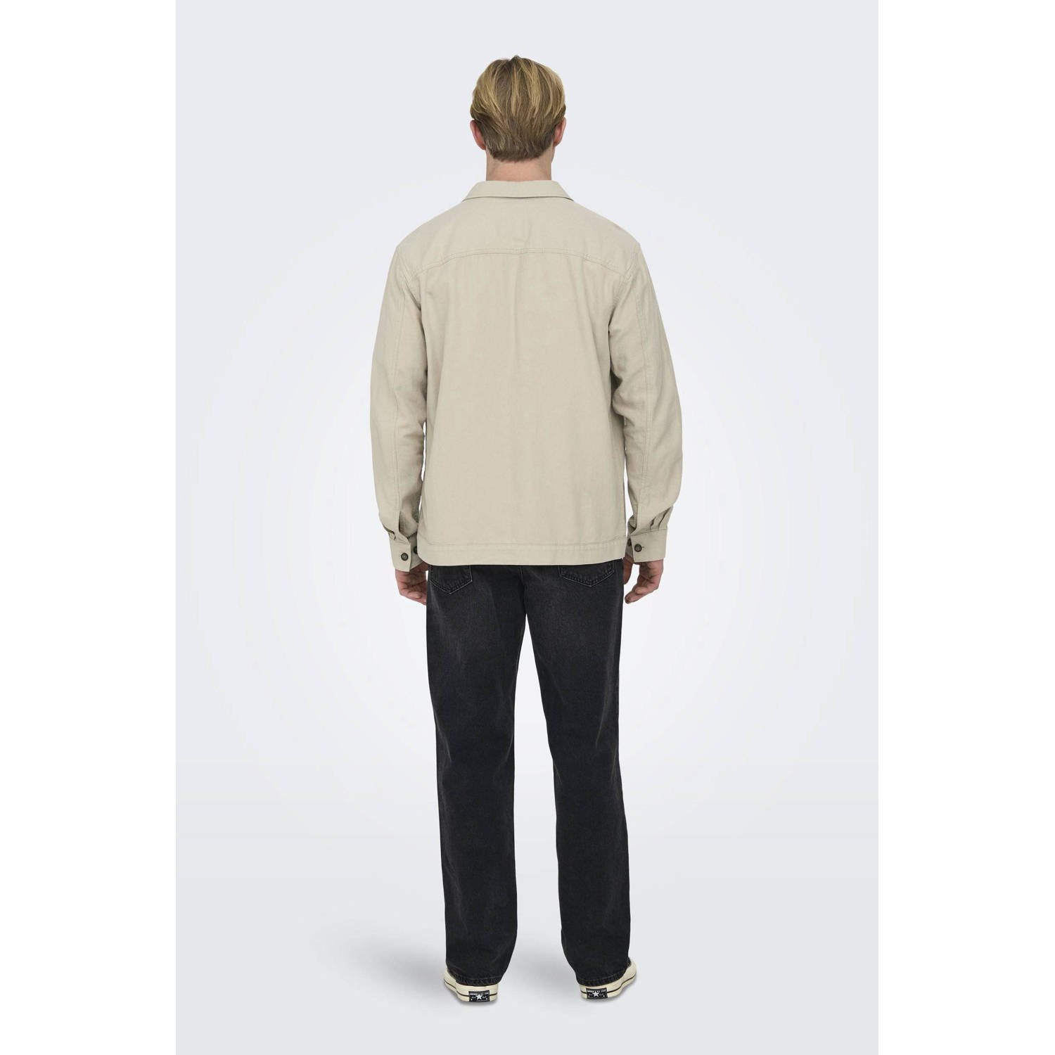 ONLY & SONS linnen relaxed overshirt beige