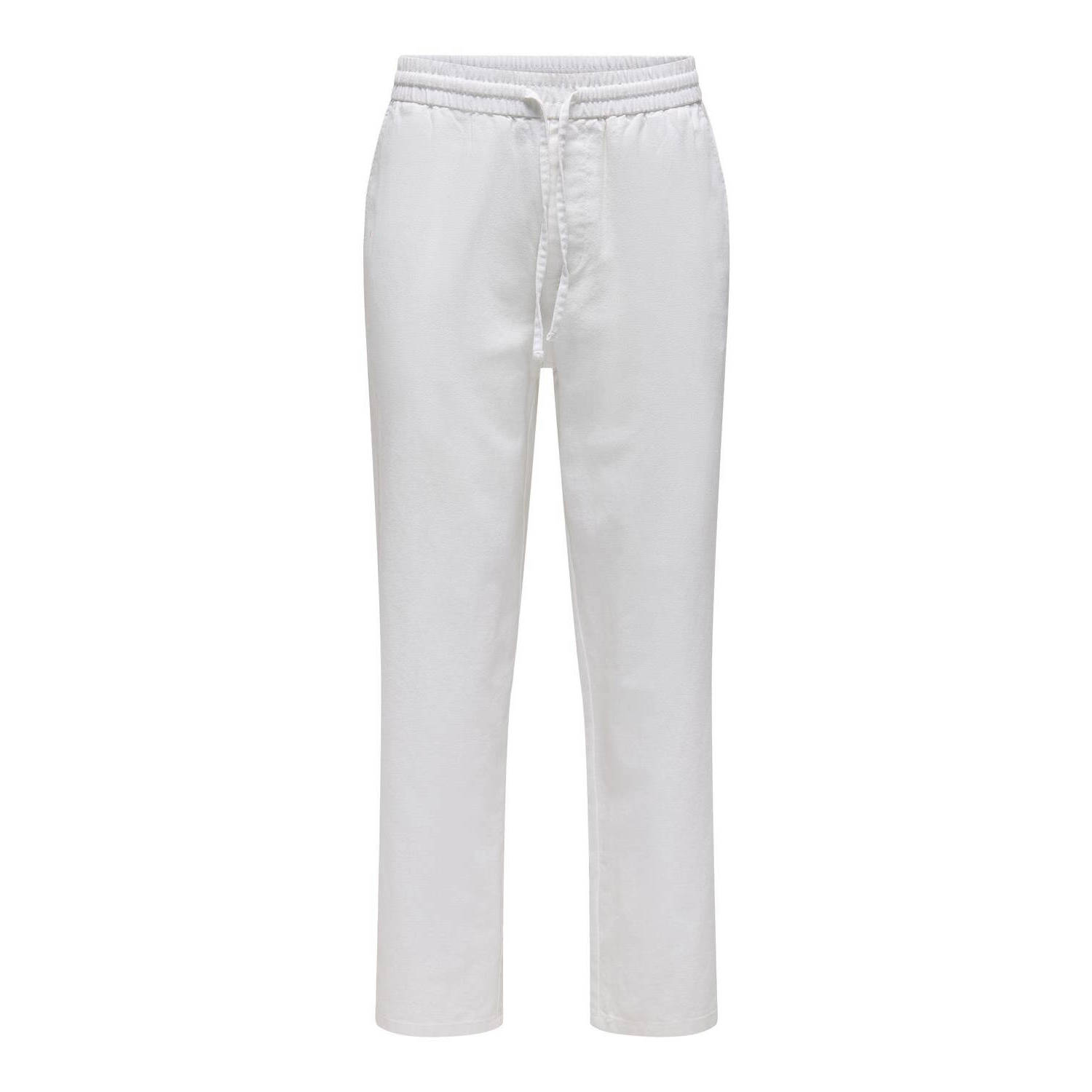 ONLY & SONS loose fit broek ONSSINUS LOOSE 0007 COT LIN PANT bright white