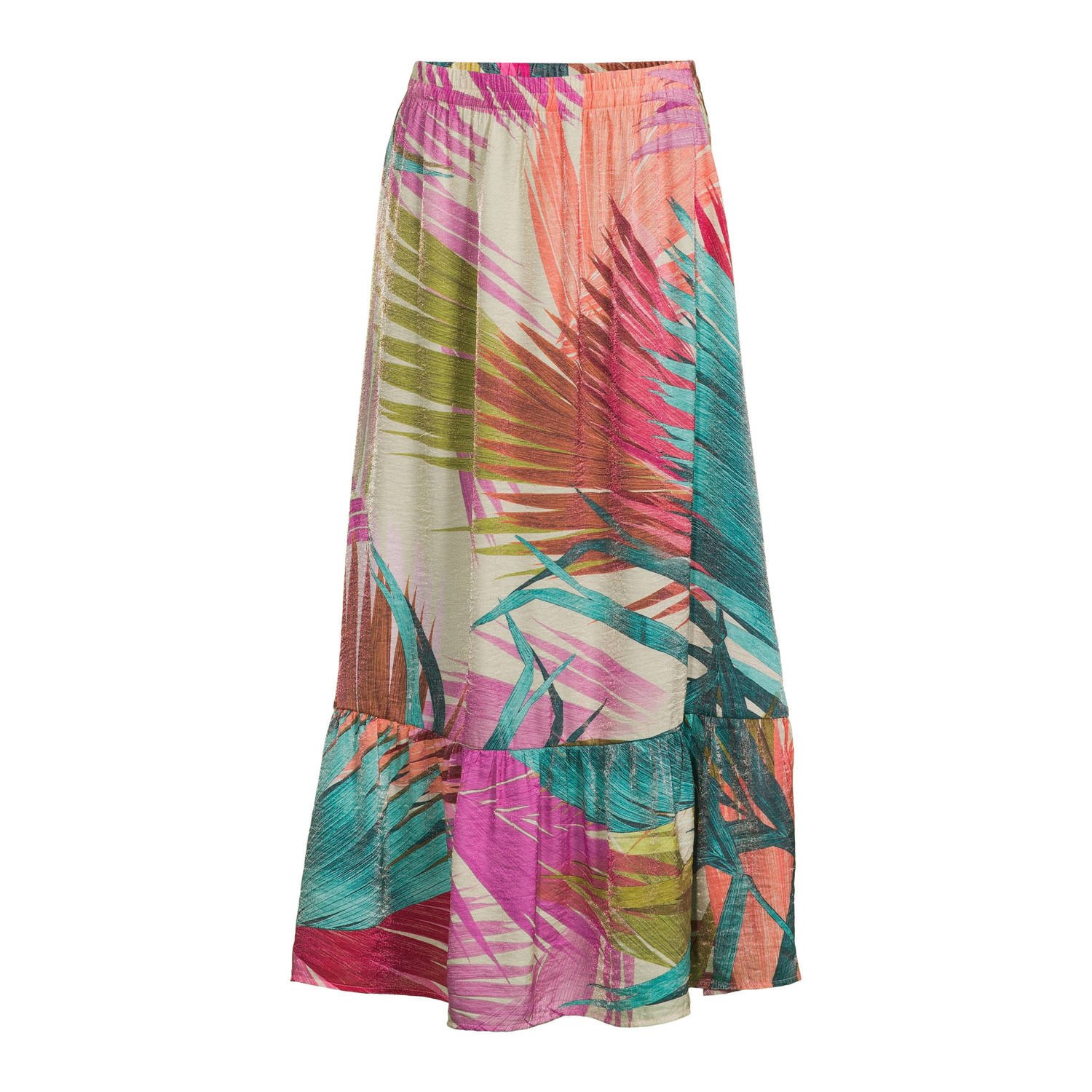 Geisha midi rok met all over print roze blauw ecru