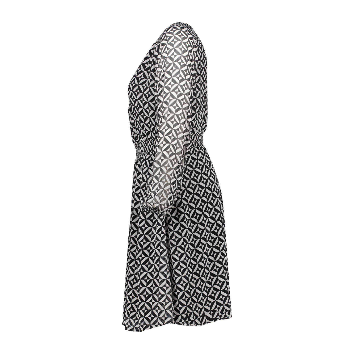 MS Mode jurk met grafische print zwart ecru