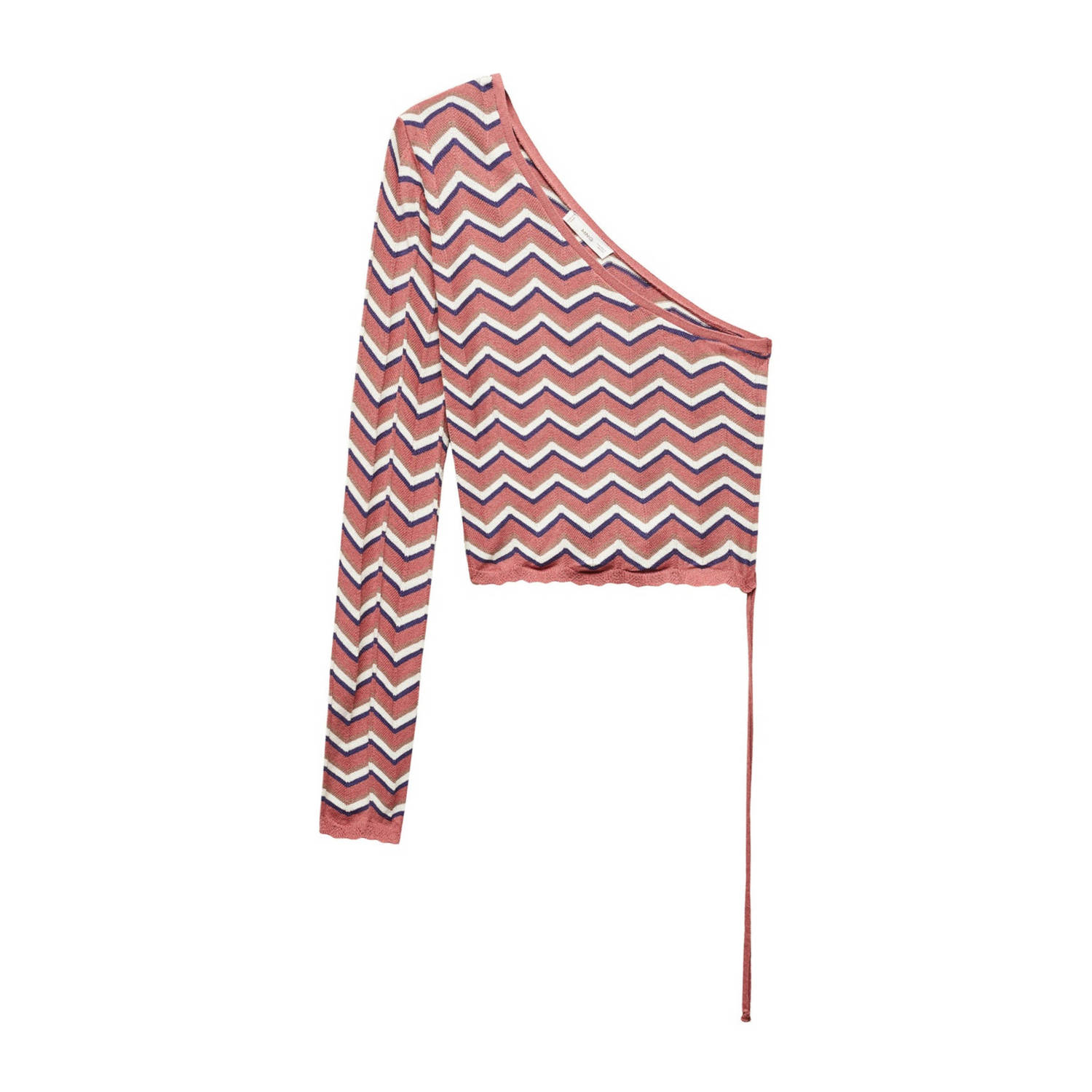 Mango Kids one shoulder top met all over print roze blauw wit Multi All over print 152(XXS)