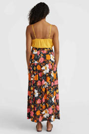 thumbnail: Zwart, oranje en roze dames O'Neill strandrok Alofa gemaakt van viscose en met knoopsluiting