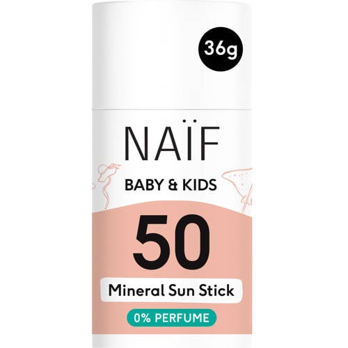 NAÏF Baby & Kids 0% parfum minerale zonnebrand stick factor 50 - 36 gr afbeelding