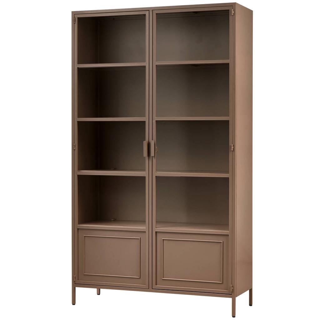 WOOOD Ronja Vitrinekast - Metaal - Military Brown - 189x110x43