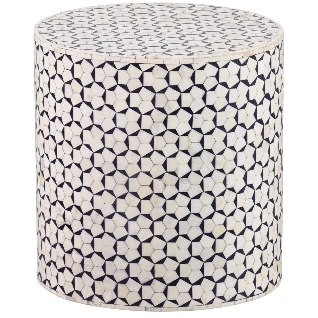 WOOOD WOOOD Neva Sidetable - Bone Inlay - Zwart/Wit - 40x37x37