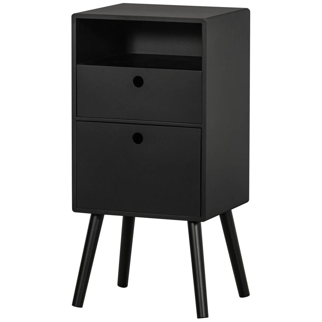 WOOOD WOOOD Ozzy Nachtkastje - Hout - Zwart - 75x36x30