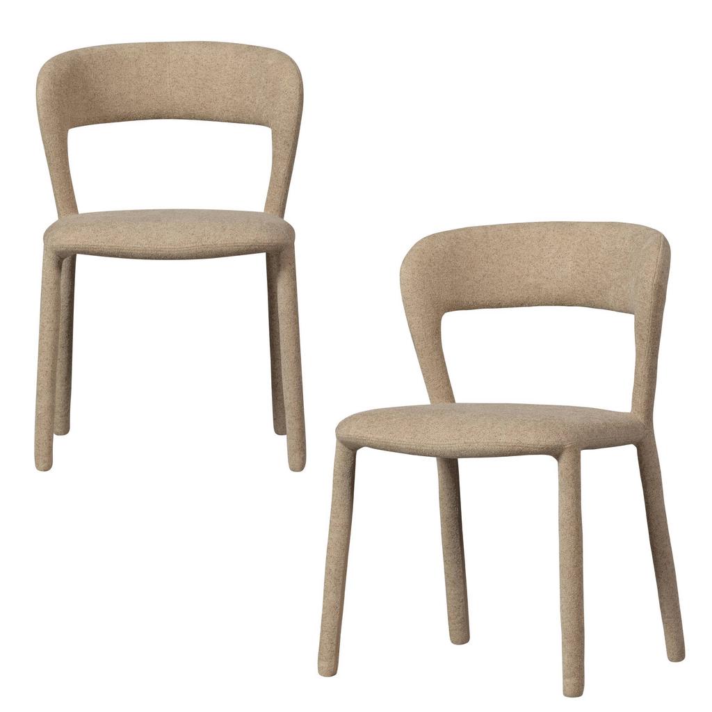 WOOOD WOOOD Noble Eetkamerstoelen - Polyester - Zand Melange - Set van 2