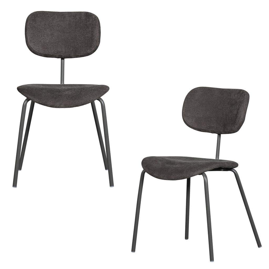 WOOOD Link Eetkamerstoelen - Polyester - Bruin/Grijs - Set van 2