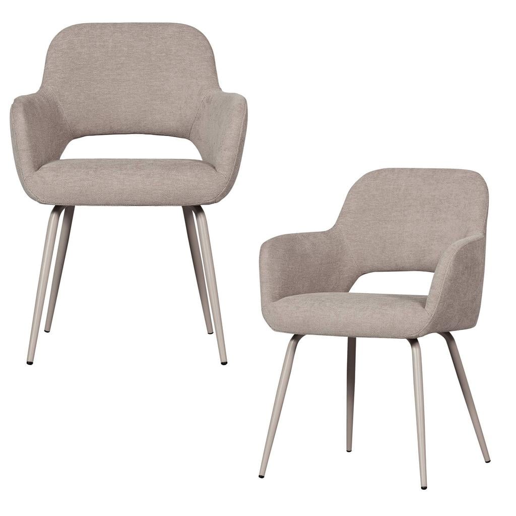 WOOOD WOOOD Jenny Eetkamerstoelen - Geweven Stof - Bruin - Set van 2